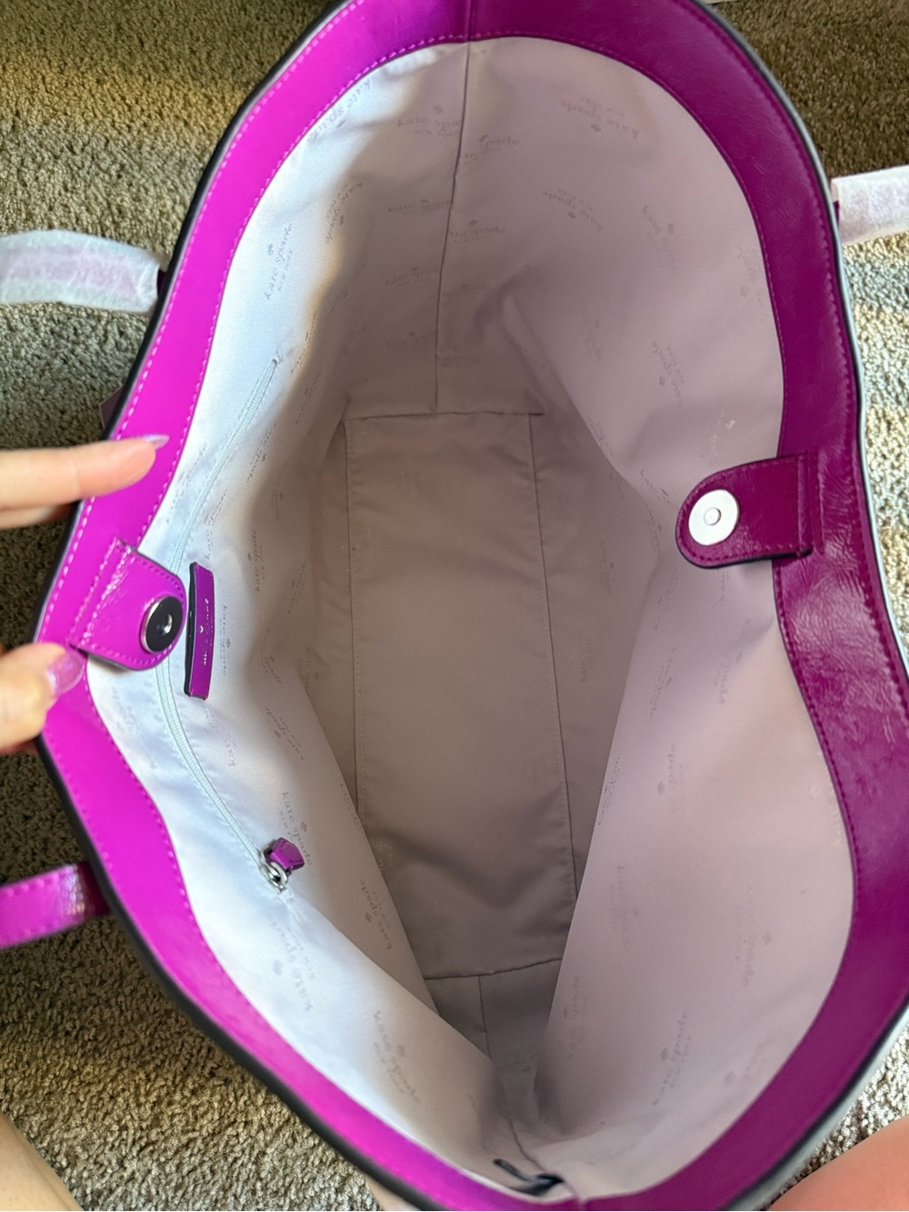 NWT Kate Spade Magenta Cleo Suede Tote - Picture 7 of 8